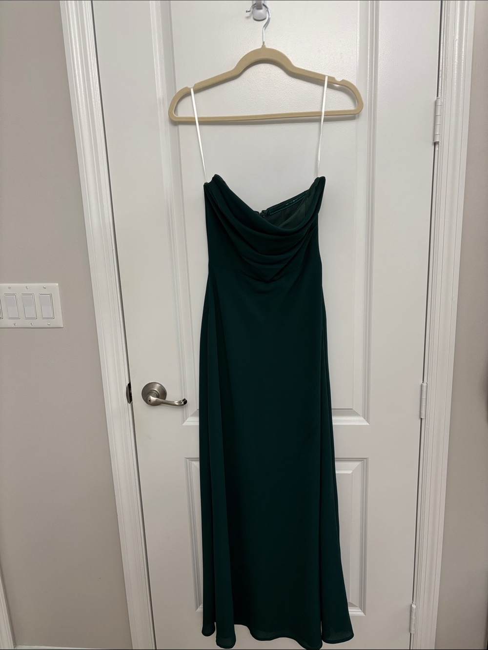 Jenny Yoo Liv Dress in Emerald Pebbled Crepe